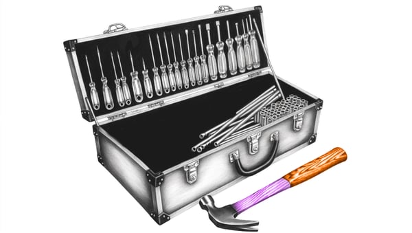 Toolbox filled with various tools, emphasizing the value of wholesalers as essential tools for insurance agents.